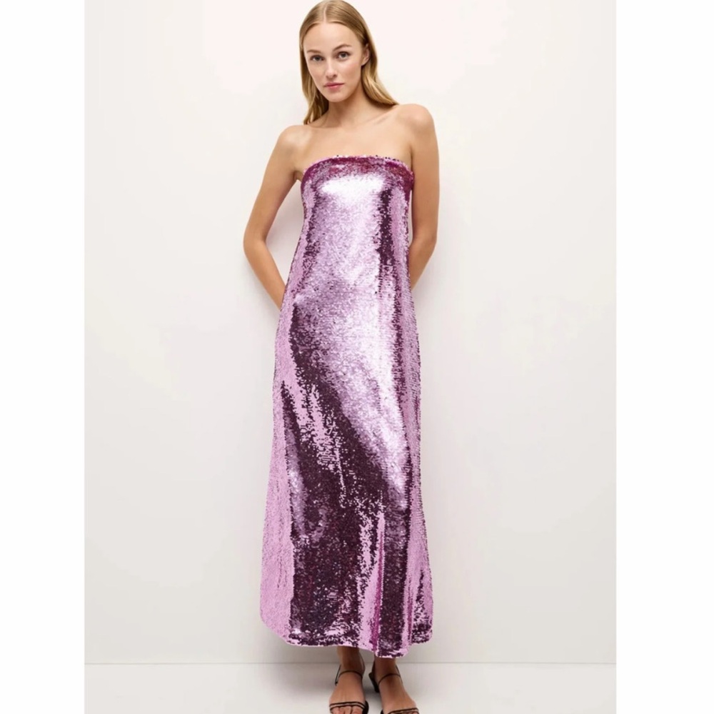 Marie Oliver Naoli Sequin Midi Dress Pink